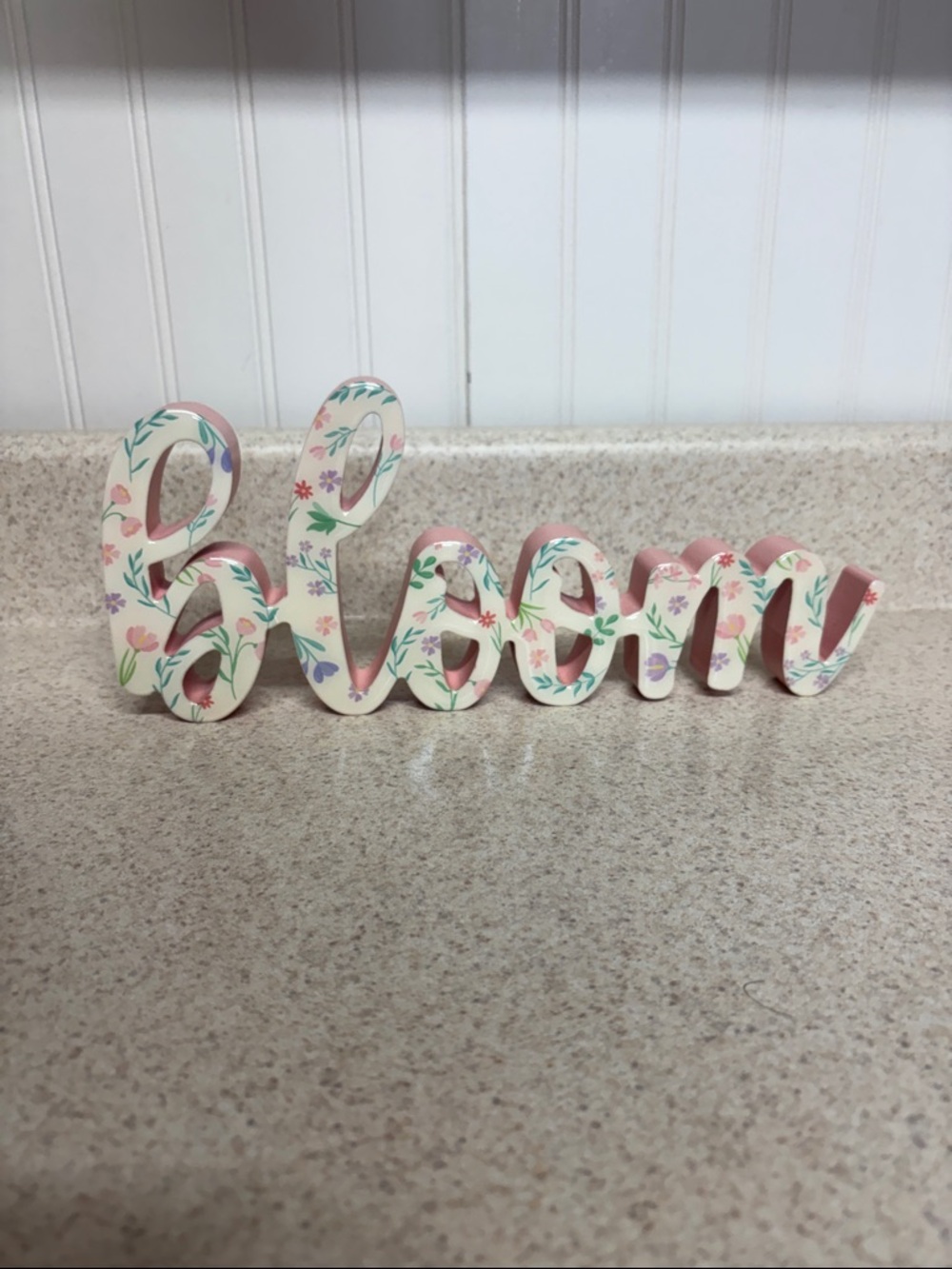Floral 'Dream' Decorative Script Sign - Pink & Cream